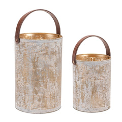 White Lantern Metal with Handle 92327
