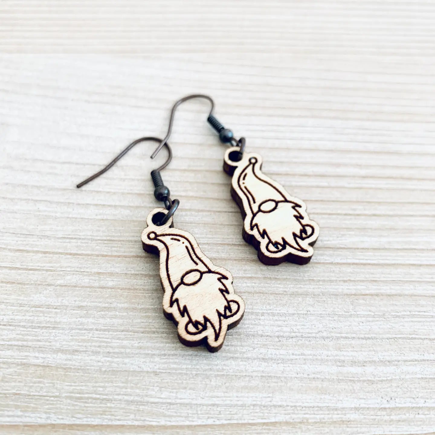 Earrings Gnome Wood Engraved Earrings Aurora North