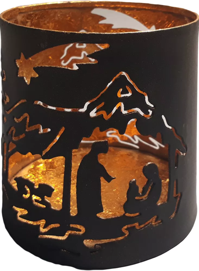 Nativity Candleholder Black Christmas Night