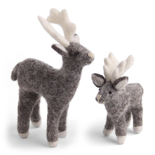 Gry & Sif Reindeer Mom and Baby Gray