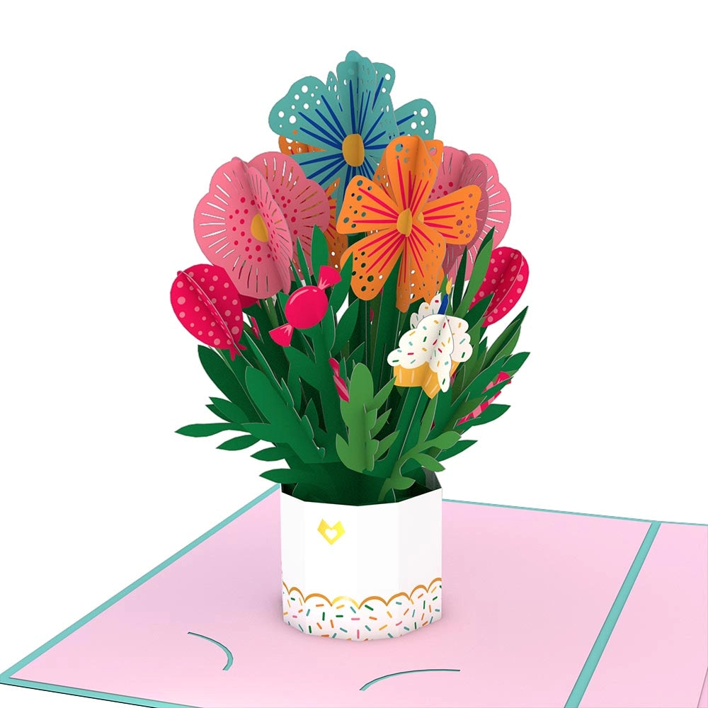 Card  Happy Birthday Card with Mini Bouquet Pop-Up Card Lovepop