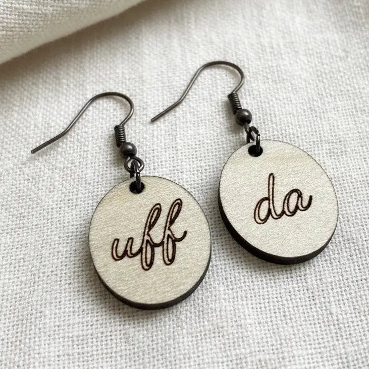 Earrings Uff Da Wood Engraved Earrings Aurora North