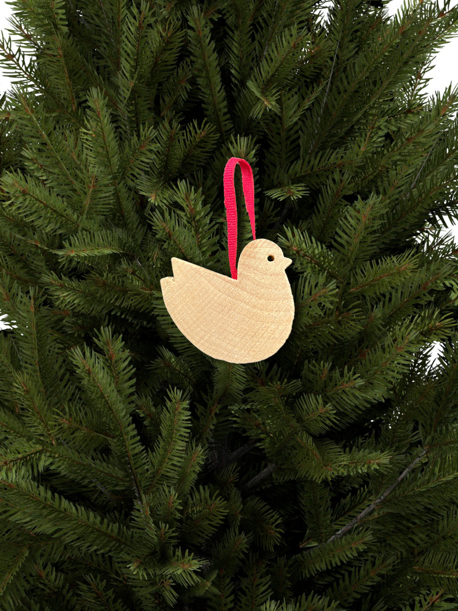 Bird Ornament Wood Flat