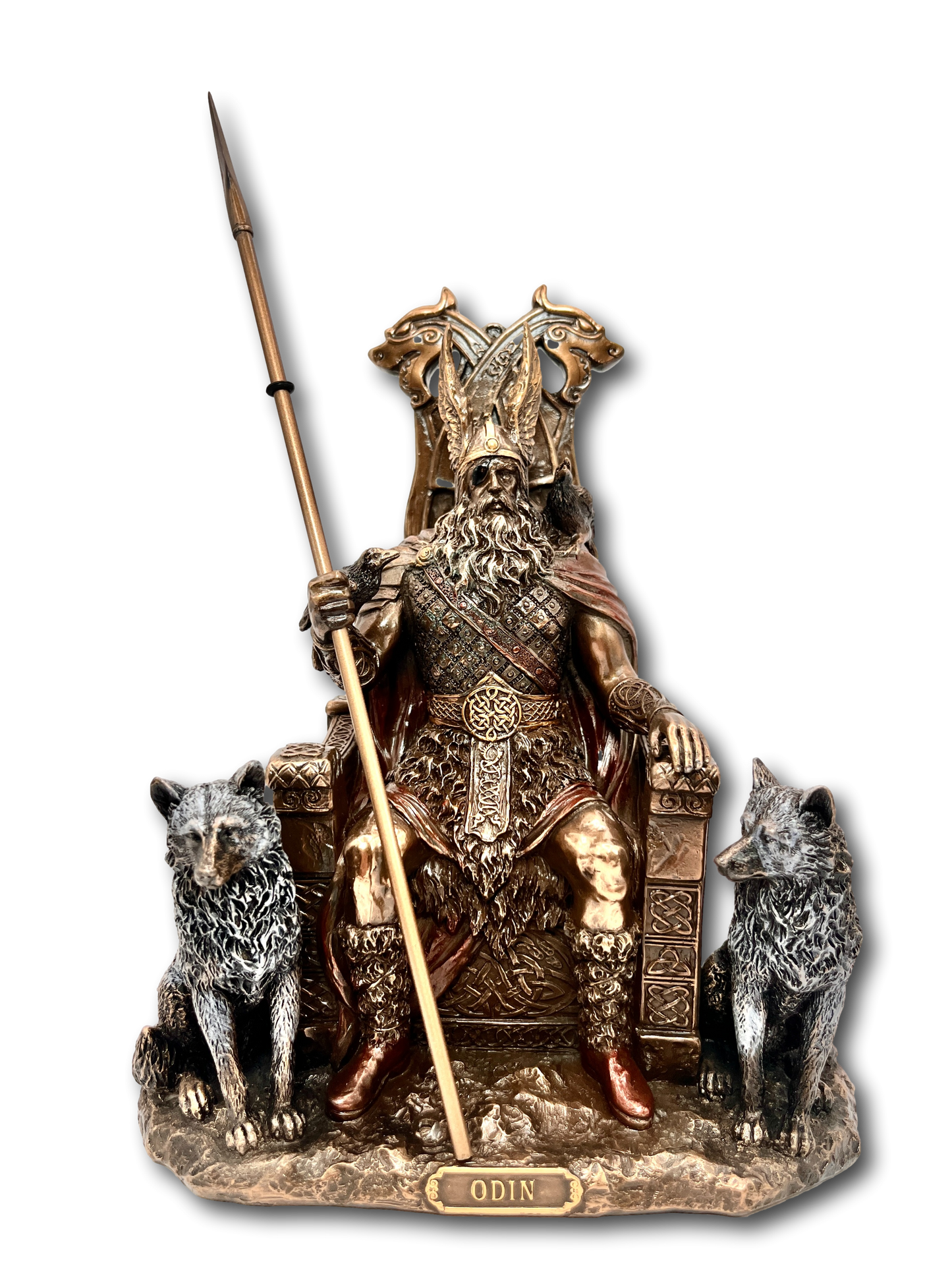 Bronze Odin on Throne Viking Statue Large