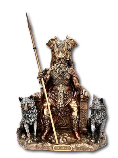 Bronze Odin on Throne Viking Statue Large