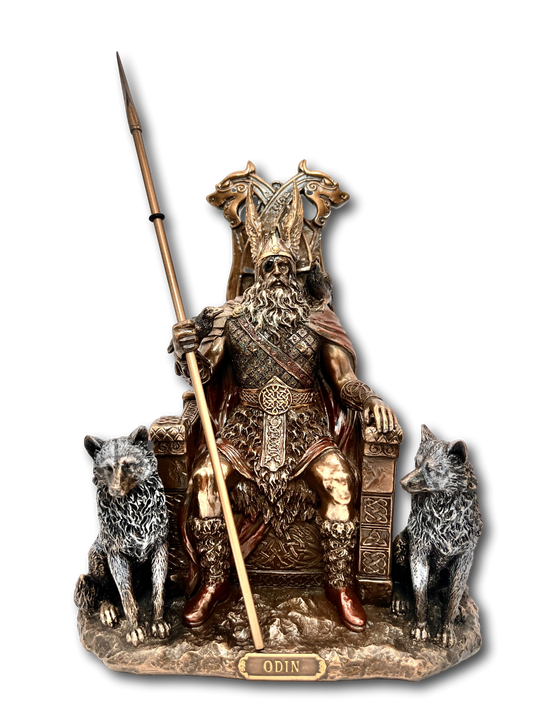 Bronze Odin on Throne Viking Statue Large