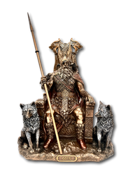 Bronze Odin on Throne Viking Statue Large