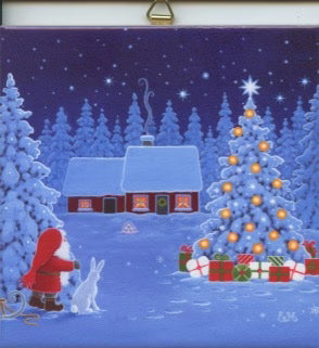 Tile Eva Tomte Bunny Gifts Under Tree