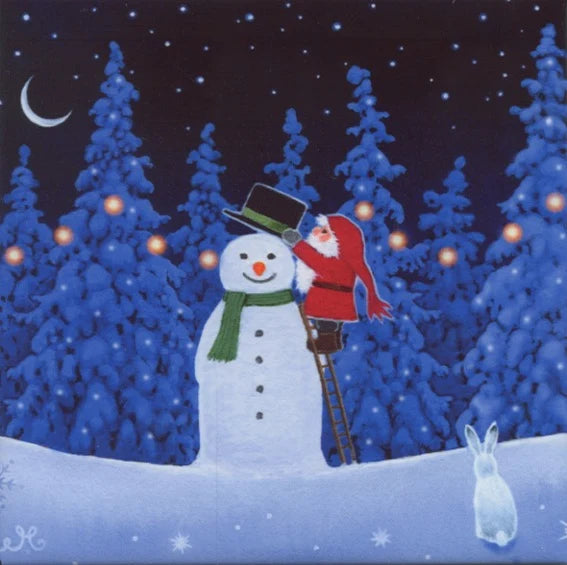 Tomte and Snowman Ceramic 6in Tile
