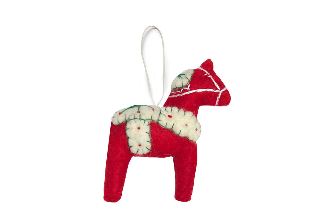 Dala Horse Felt Ornament Gamcha