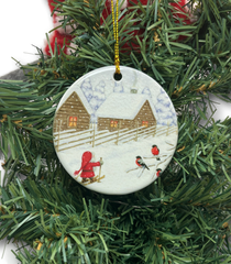 Ornament Eva Tomte Skiing with Birds