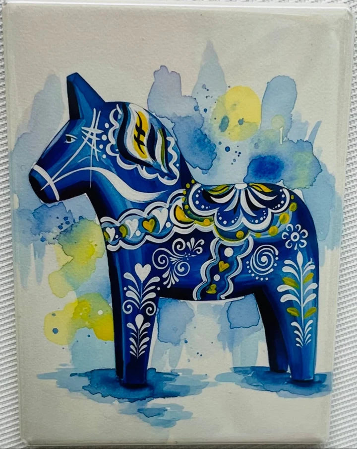 Blue Dala Watercolor Magnet