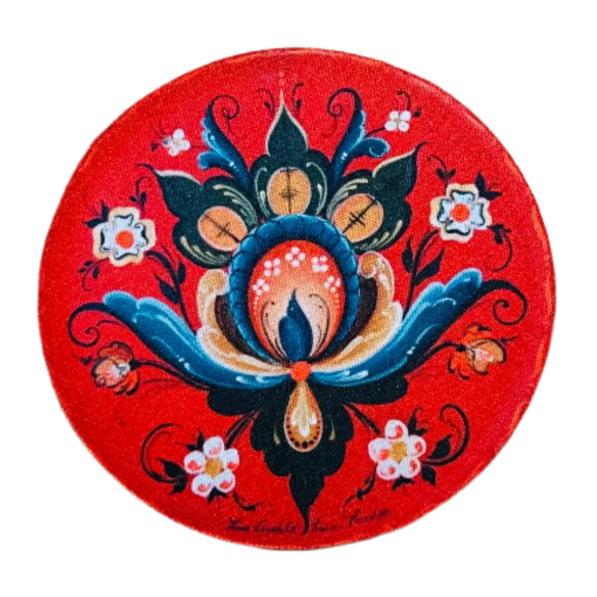 Coaster Red Rosemaling Lisa Lorentzen