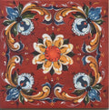 Red Rosemaling Ceramic 6" Tile