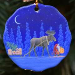 Ornament Eva Moose Pulling Sled