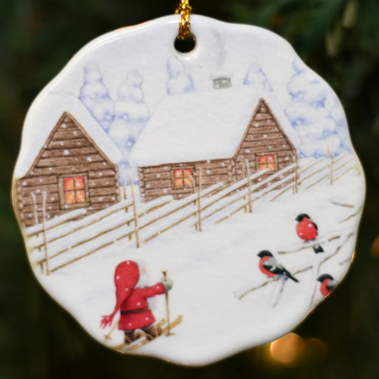 Ornament Eva Tomte Skiing with Birds