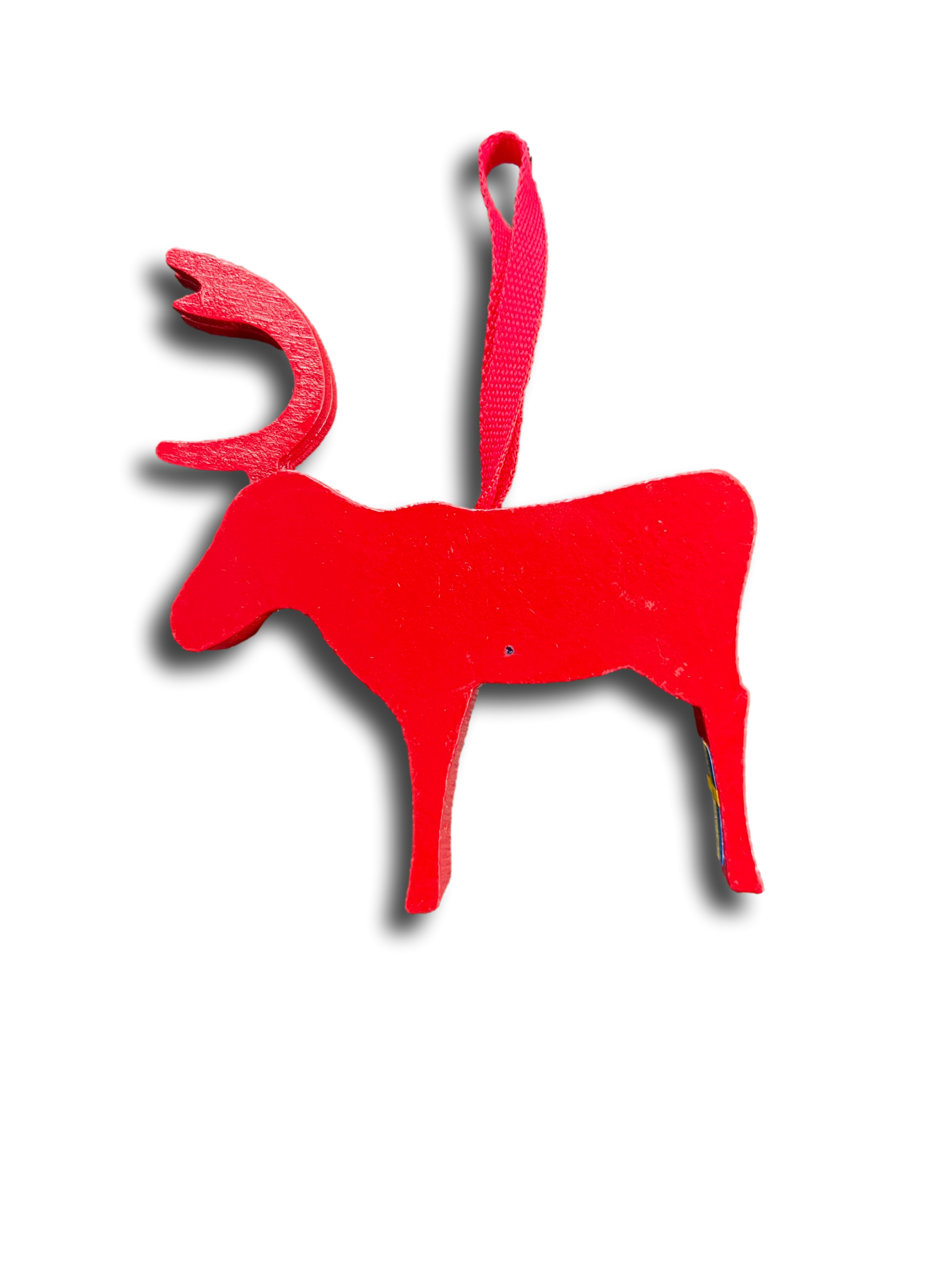Ornament Wood Red Reindeer