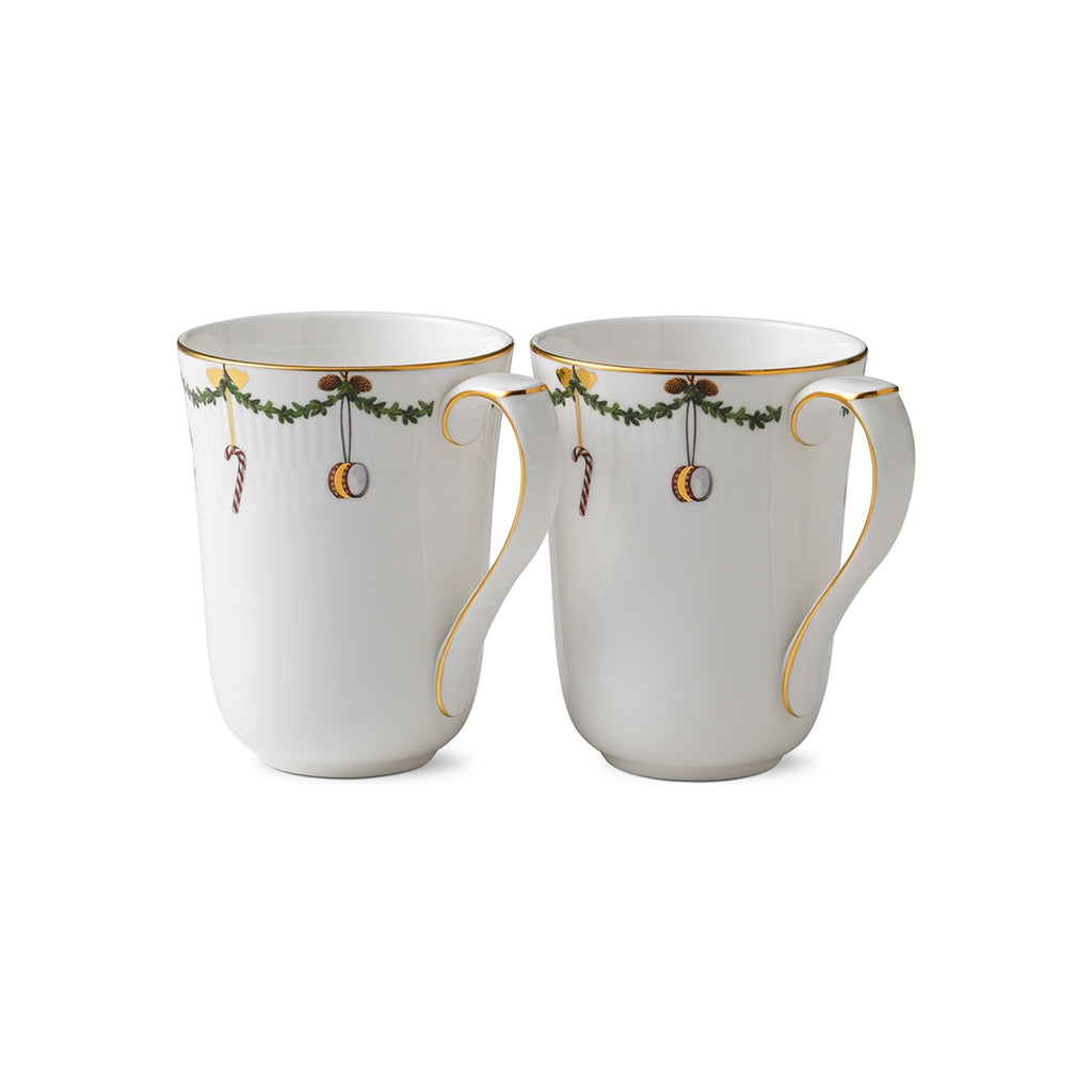Royal Copenhagen Star Fluted Christmas Mugs