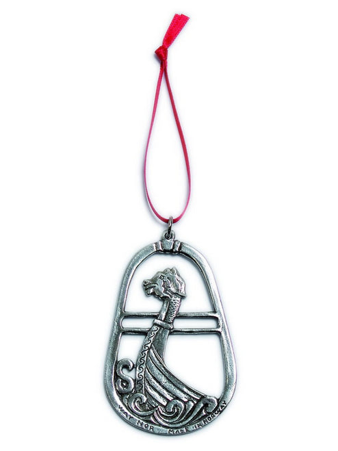 Viking Ship Pewter Ornament Norway Dragon Head