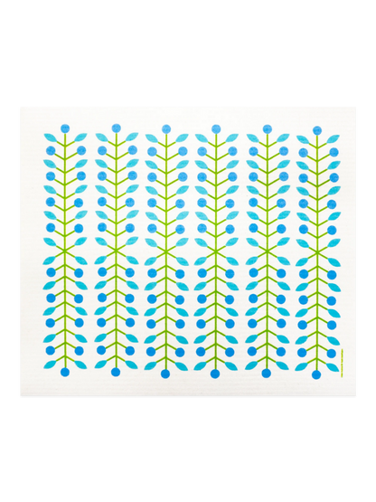 Swedish Drying Mat Berry Branch Blue