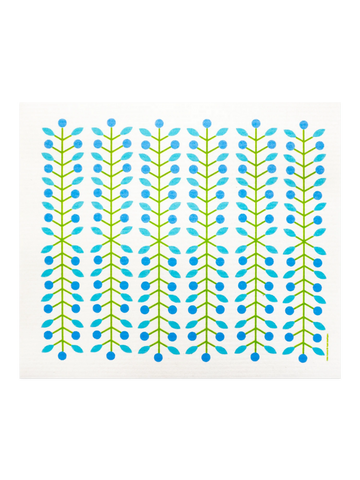 Swedish Drying Mat Berry Branch Blue