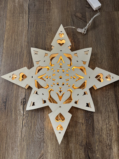 Scandilights Nordic Heart LED Wooden Hanging Star