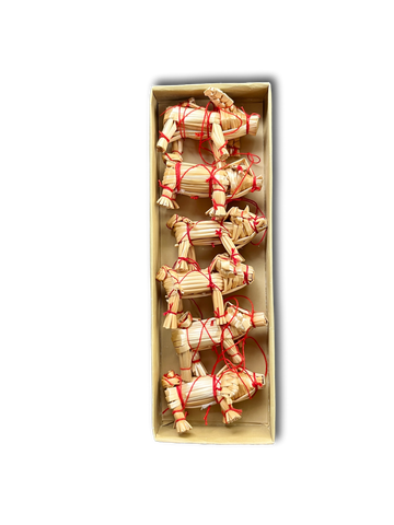 Straw Ornament Pig 6 Pk