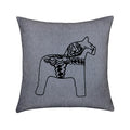 Pillow Cover Dala Horse Gray Black Recycled