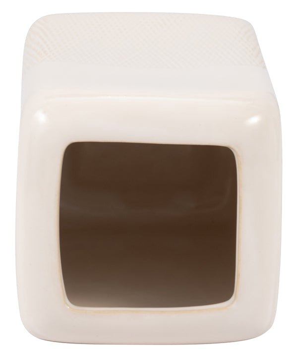 Vase Grooved Ivory Square