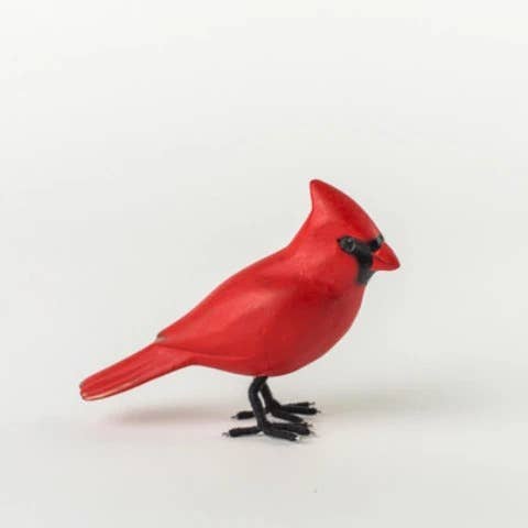 Mini Red Cardinal Hand Carved 3"H