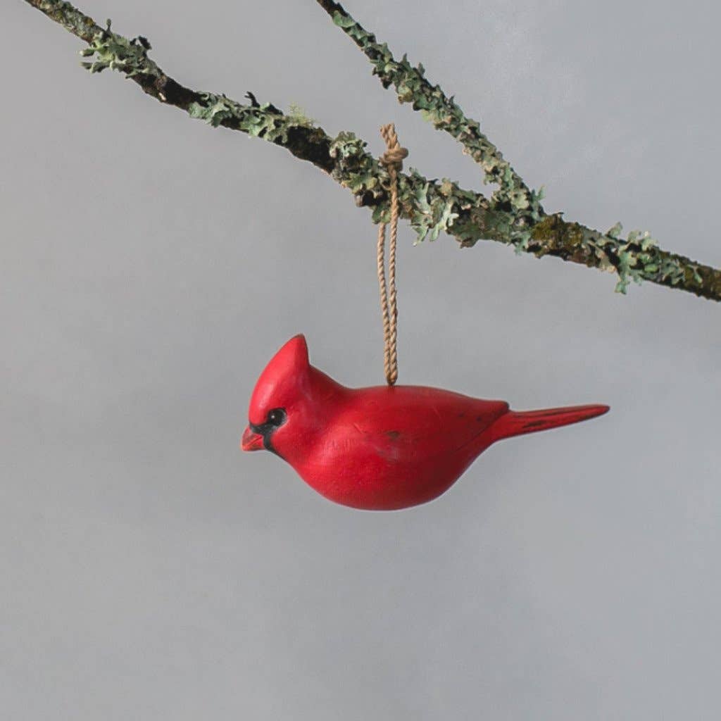 Cardinal Ornament Hand Carved Ornament 2.5"H