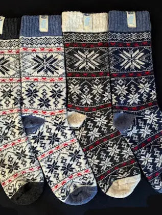 Sock Viking Knit Wool - Bergen Snowflake