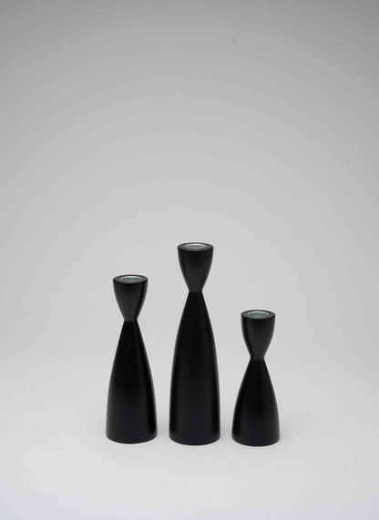 Candlestick Birch Wood Black