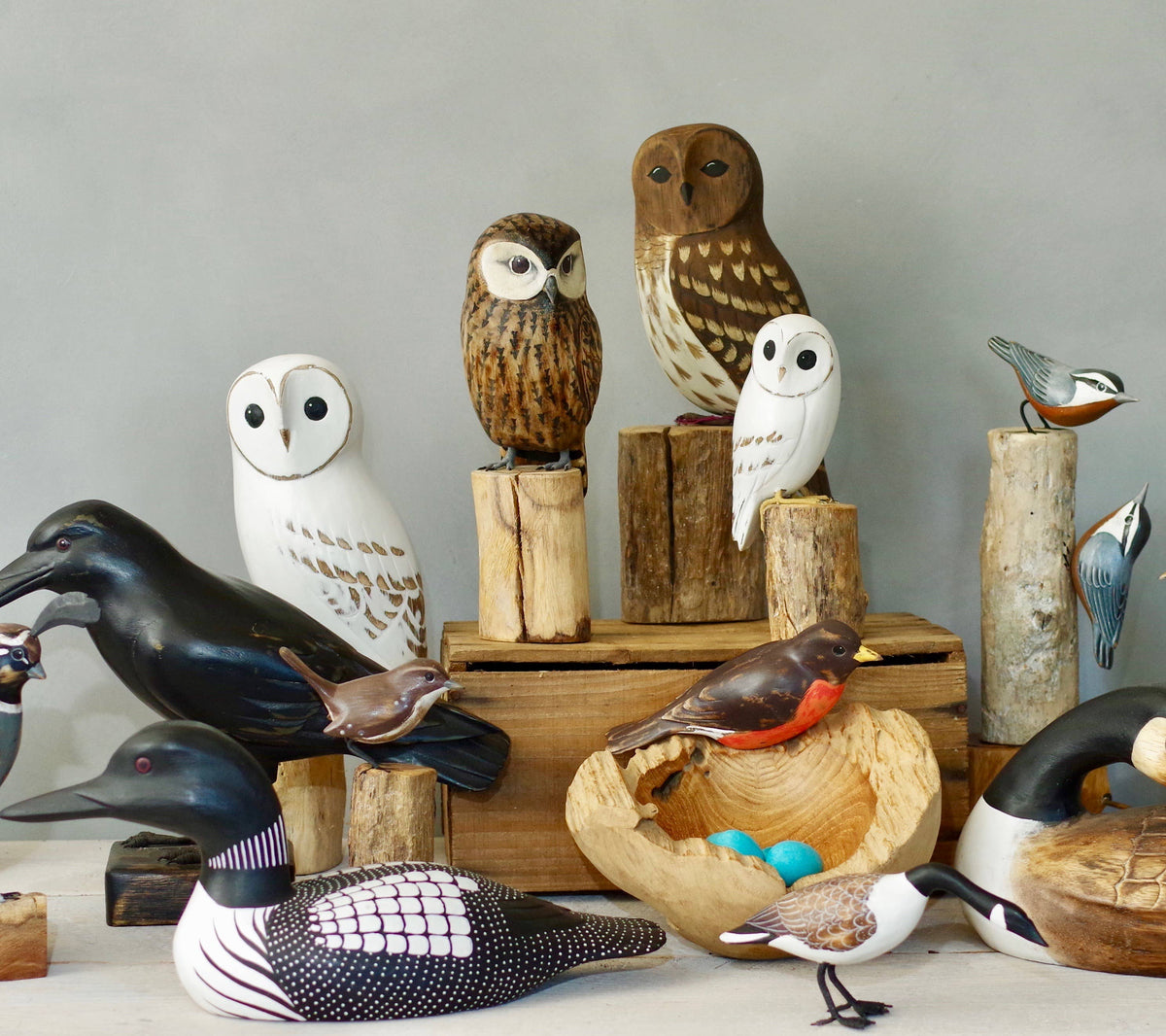 Mini Chickadee - 3"H -Carved Wooden Ornament