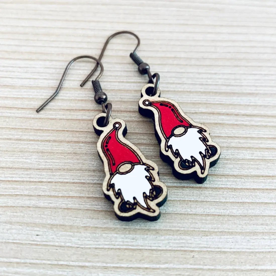 Earrings Gnome Wood Hand Painted Earrings Aurora North