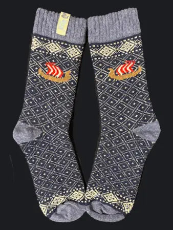 Sock Viking Knit Wool - Viking Ship