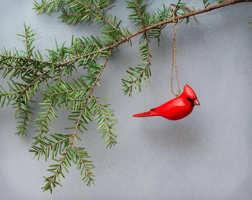 Cardinal Ornament Hand Carved Ornament 2.5"H
