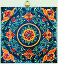 Blue Rosemaling Ceramic 6" Tile