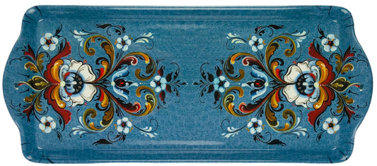 Almond Cake Serving Tray Lise Lorentzen Rosemaling Blue