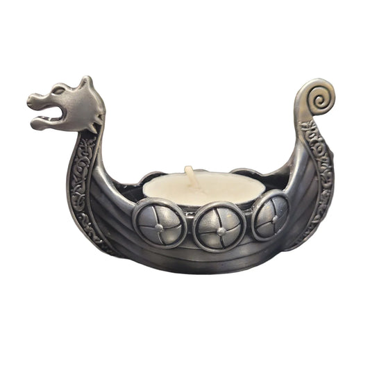 Viking Ship Pewter Tealight Holder